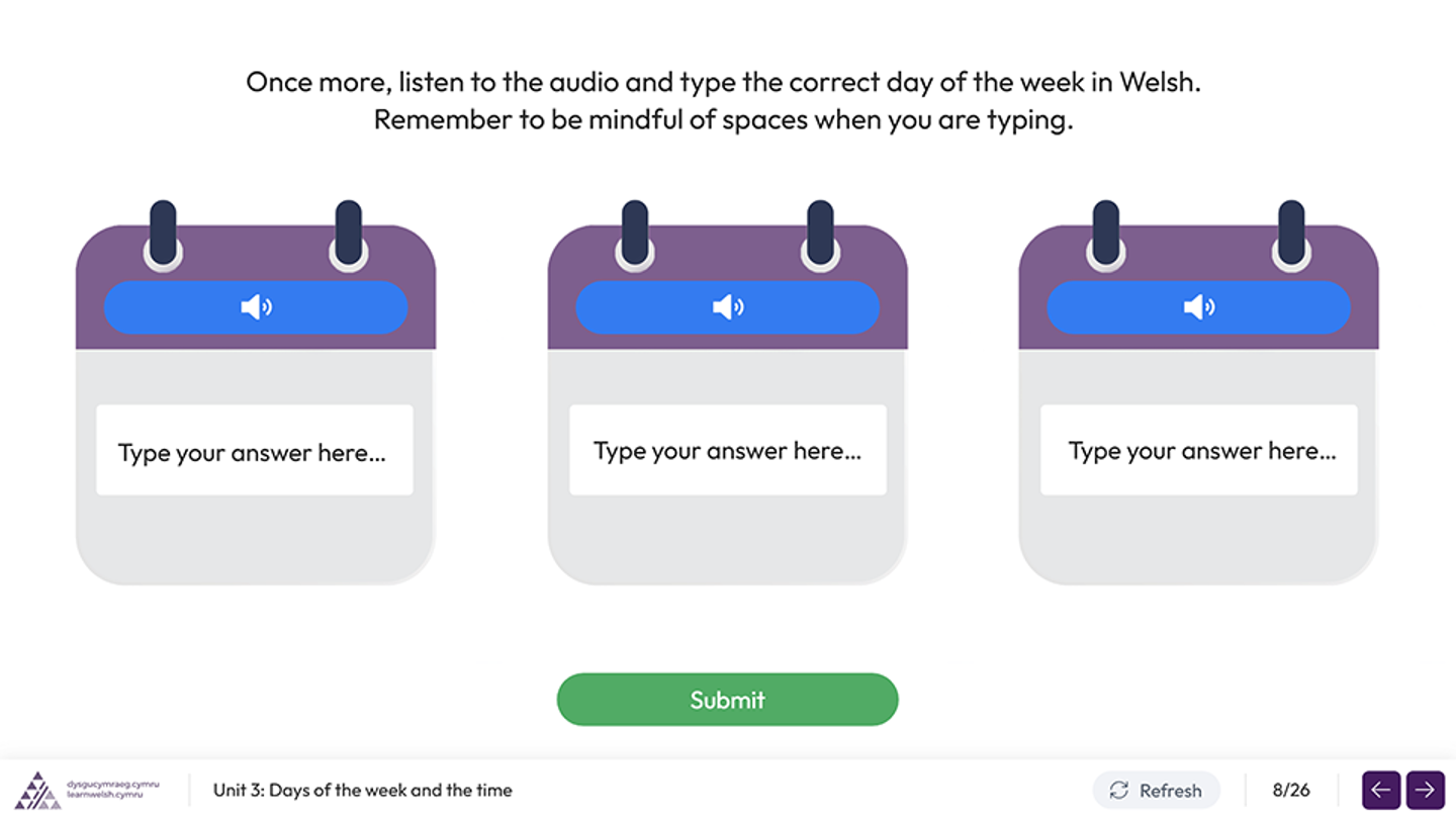 Unit 3 typing activity for days of the week