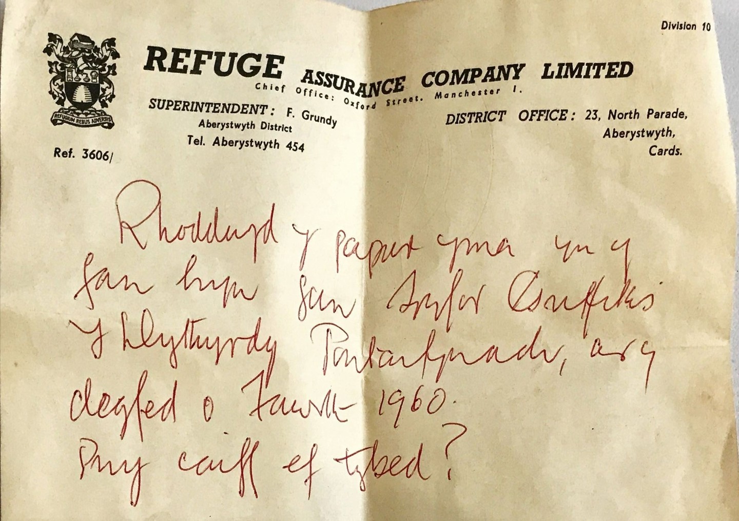 Note Left By Trefor Grifiths